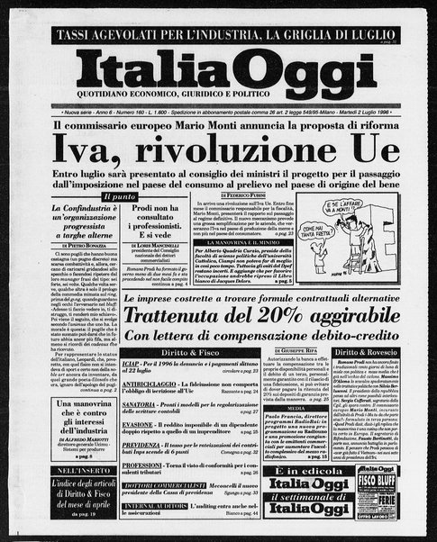 Italia oggi : quotidiano di economia finanza e politica